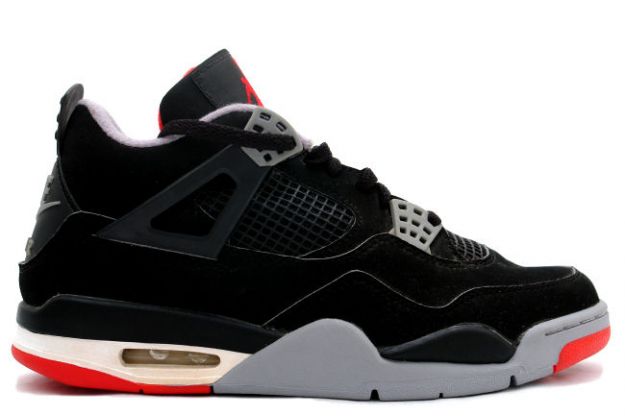 1999 nike jordan 4 retro black cement grey red shoes