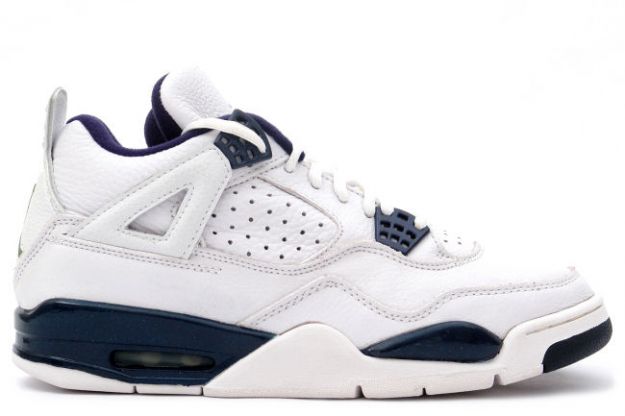 1999 nike jordan 4 retro white columbia blue midnight navy shoes