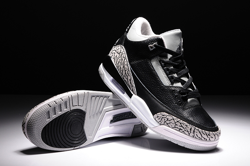 2014 Air Jordan 3 Retro Basketball Shoes Black Grey White