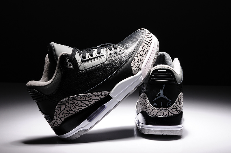 2014 Air Jordan 3 Retro Basketball Shoes Black Grey White