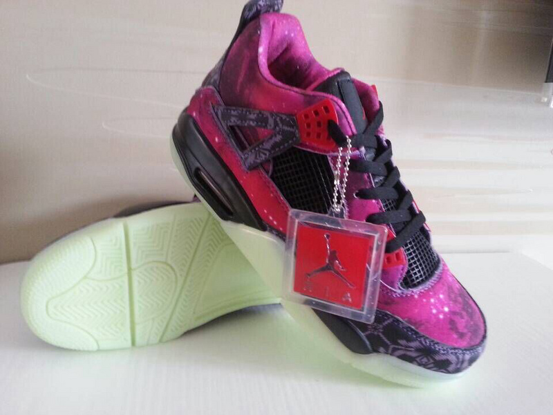 2014 Air Jordan 4 Retro Purple Starry Sky Black Shoes