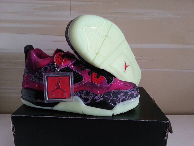 2014 Air Jordan 4 Retro Purple Starry Sky Black Shoes