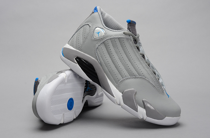 2014 Grey White Blue Jordan 14 Retro Basketball Shoes 2014 Grey White Blue Jordan 14 Retro Basketball Shoes