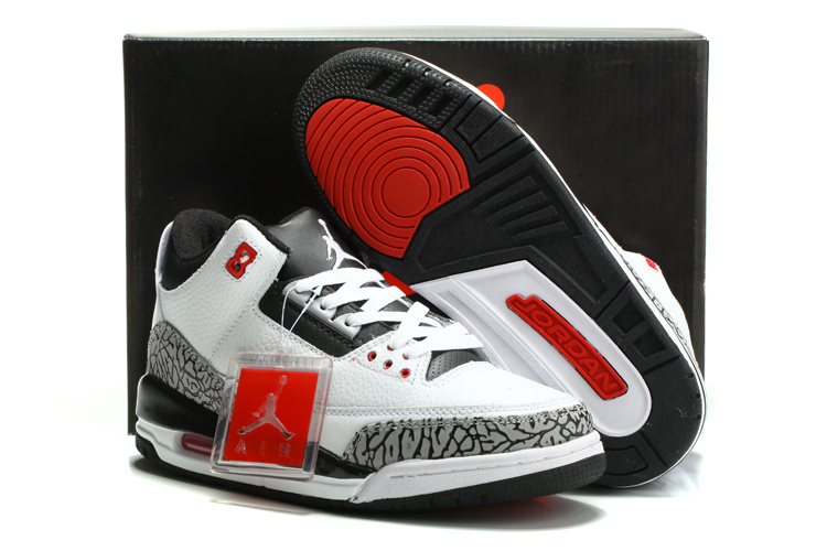 2014 Nike Jordan 3 Retro Shoes White Black Grey Cement