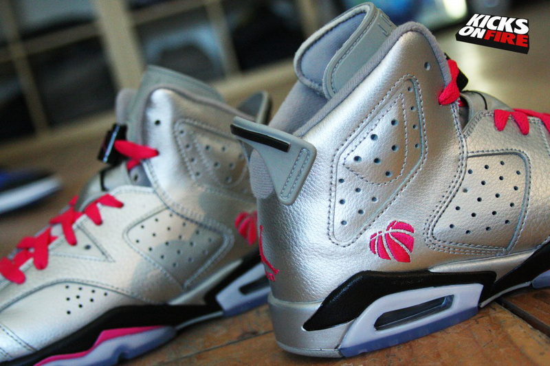 2014 New Air Jordan 6 Valentine Silver Black Red Shoes