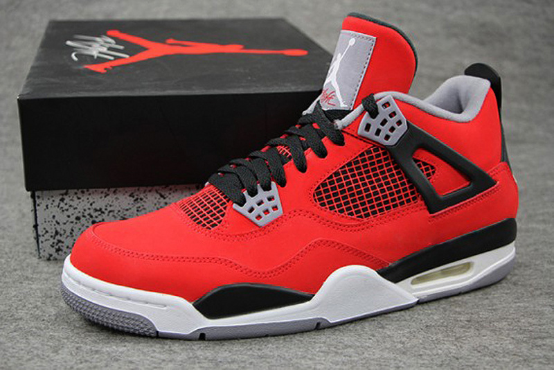 2014 Retro Jordan 4 Toro Red Black White Basketball Shoes