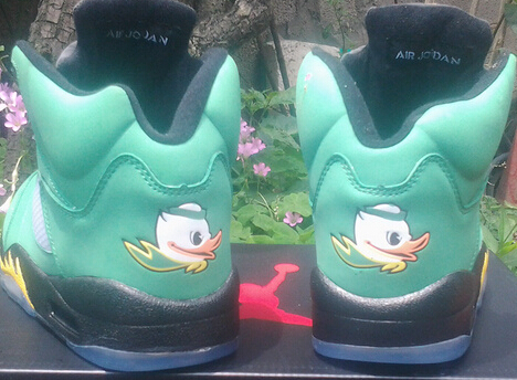 2014 Nike Air Jordan 5 Oregon Ducks Green Black Shoes