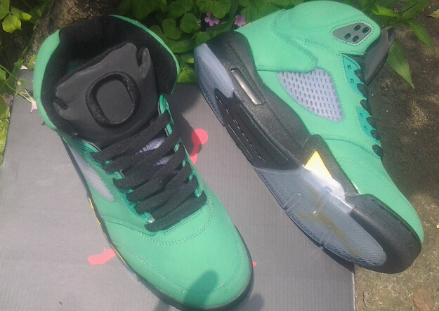 2014 Nike Air Jordan 5 Oregon Ducks Green Black Shoes