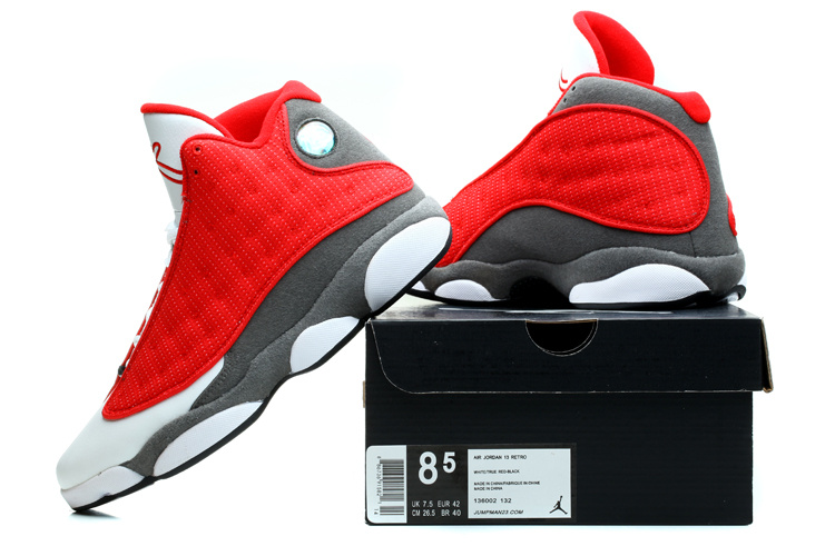 2014 White Red Grey Jordan 13 Retro Shoes - Click Image to Close