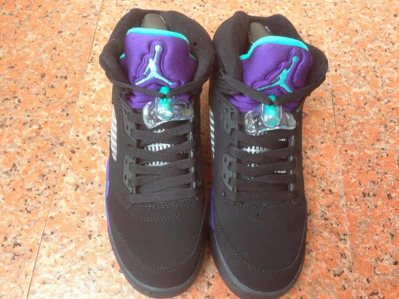 2014 Womens Jordan 5 Shoes Black Purple Blue