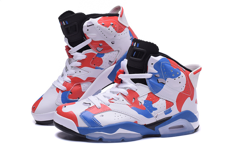 New Air Jordan 6 Lover White Red Blue Shoes