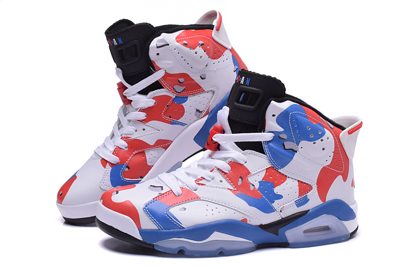 2015 Nike Air Jordan 6 White Red Blue - Click Image to Close