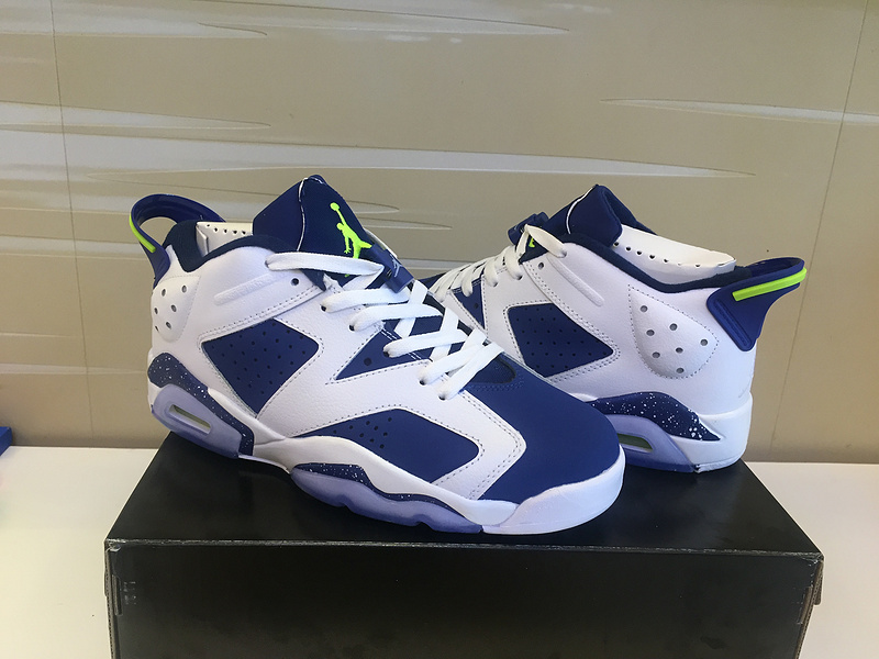 2015 Nike Air Jordan 6 Low White Blue Fluorscent