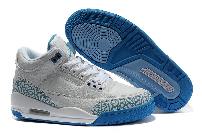 New Nike Air Jordan 3 Retro Grey Blue Shoes