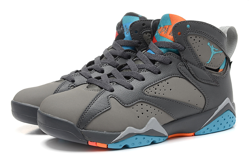 New Nike Air Jordan 7 Retro Grey Black Blue Shoes