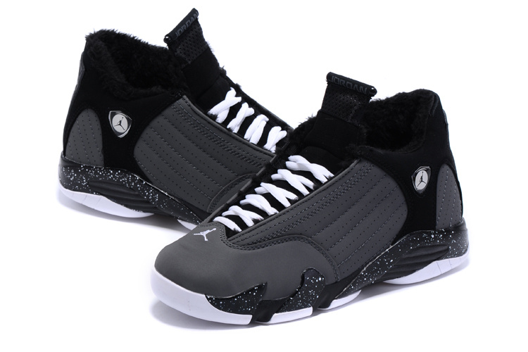 New Nike Women Air Jordan 14 Retro Wool Black Grey Shoes