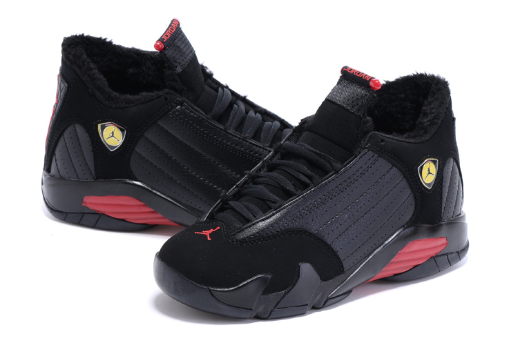 2015 Nike Air Jordan 14 Retro Wool Black Red Shoes