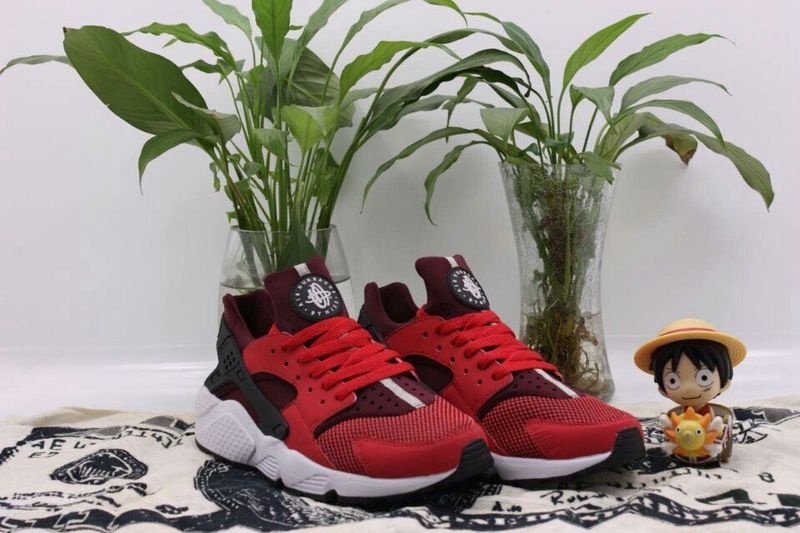 2015 Popular Nike Air Huarache Shine Red Wine Red Black Mens Shoes