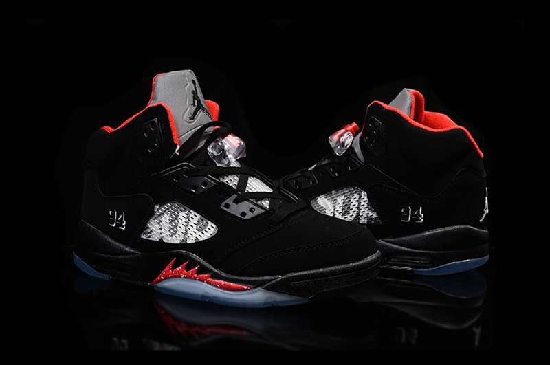 New Nike Supreme Jordan 5 Black Red Shoes