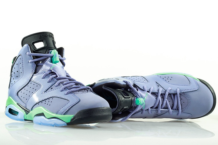 2015 Women Nike Air Jordan 6 Retro Light Purple Green Black Shoes