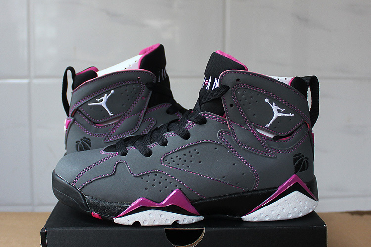 2015 Women Nike Air Jordan 7 Grey Purple Black Shoes 2015 Women Nike Air Jordan 7 Grey Purple Black Shoes