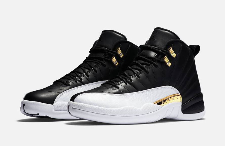 jordan retro 12 black white and gold