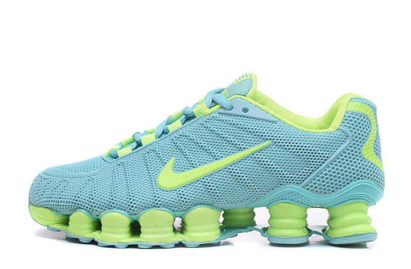 2017 Nike Shox TLX Blue Fluorscent Green Shoes For Women