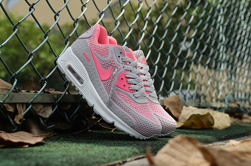 2017 Women Nike Air Max 90 Grey Pink Shoes