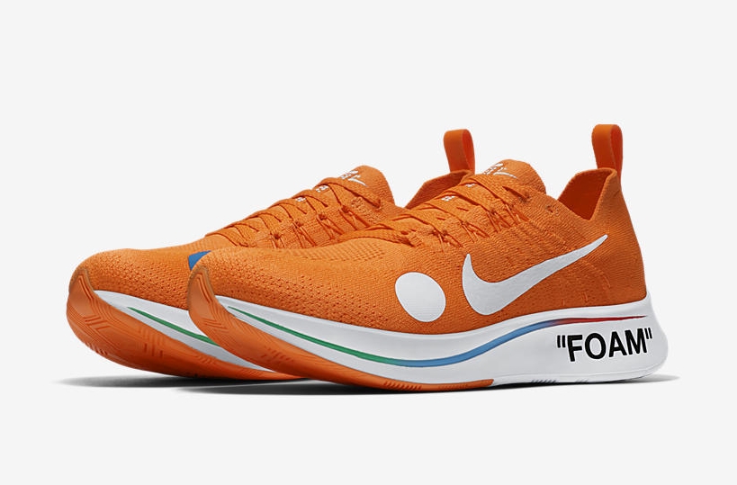 2018 Off White x Nike Zoom Fly Mercurial Flyknit Total Orange White Volt