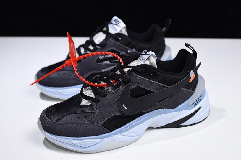 2018 mens and womens off white x nike m2k tekno black grey light blue