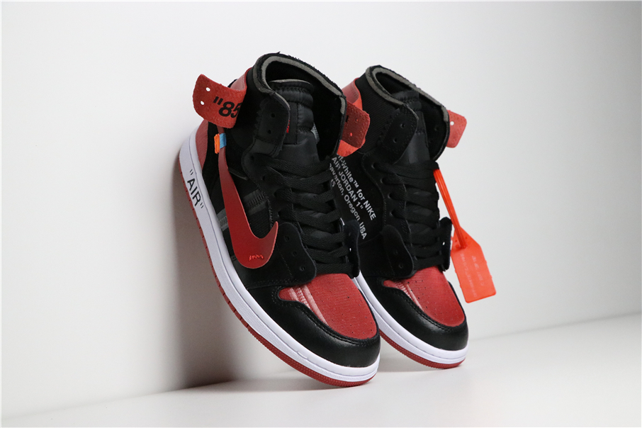 2018 off white x air jordan 1 banned black university red white