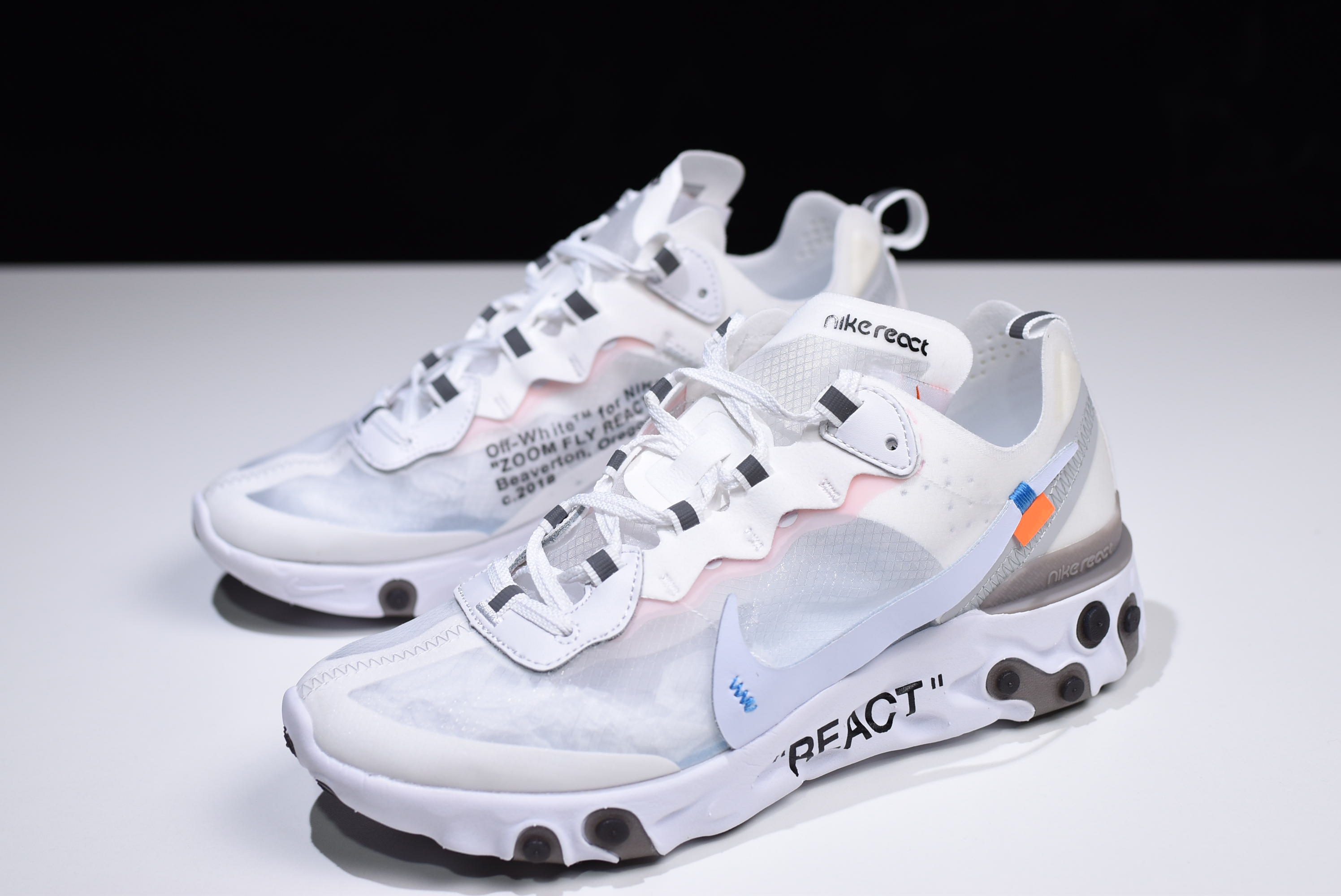 2018 off white x undercover x nike react element 87 white cone ice blue