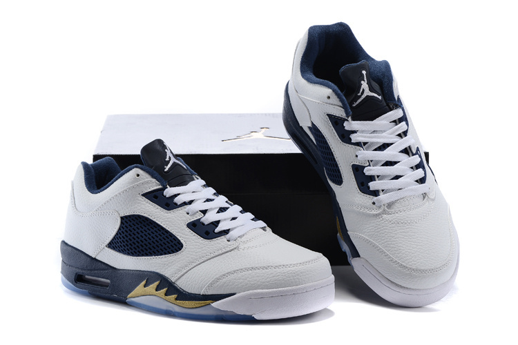 New Nike Air Jordan 5 Low White Blue Shoes