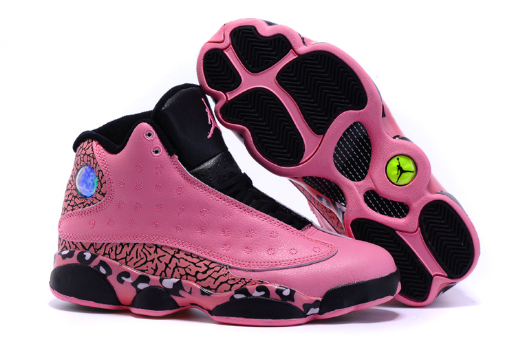 2015 Cheetah Print Air Jordan 13 Pink Black Shoes For Women