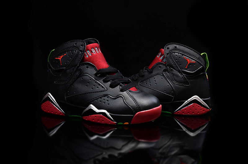 Kids' Nike Jordan 7 Retro Black Red Shoes