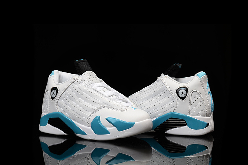 Nike Air Jordan 14 Retro White Jade Black Kids' Shoes