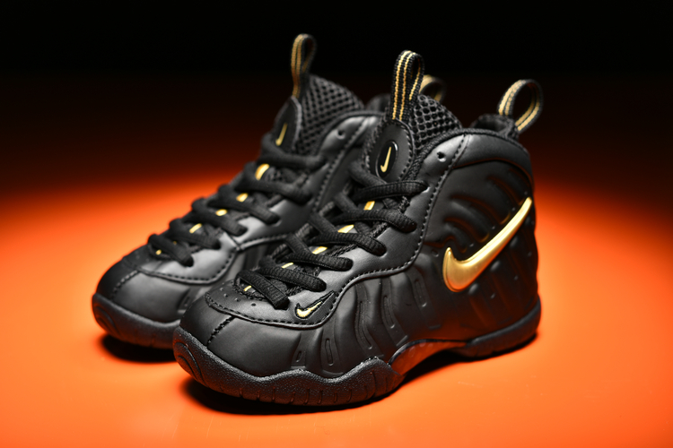 Kids Nike Air Foamposite Pro Black Gold Shoes