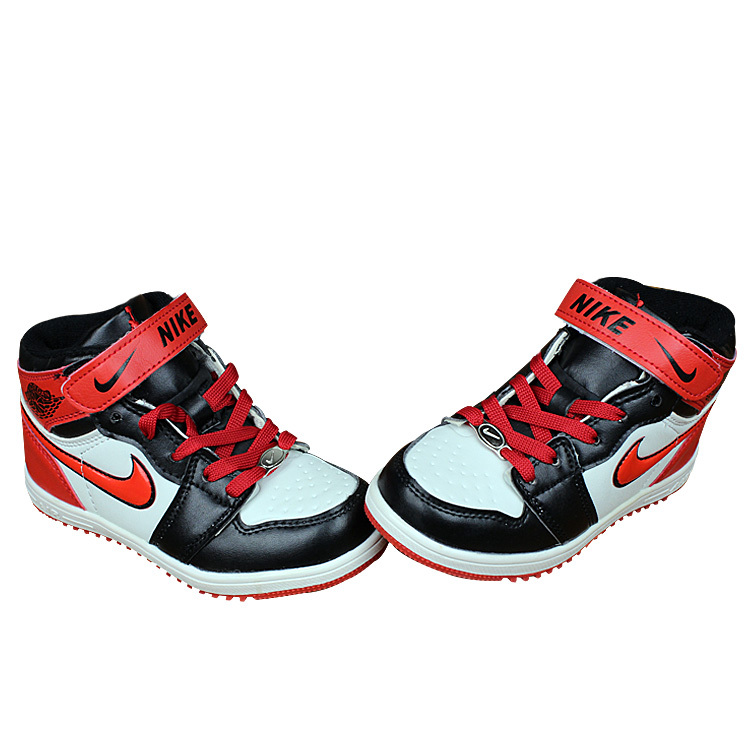 Kids Nike Air Force High Black Red White Shoes