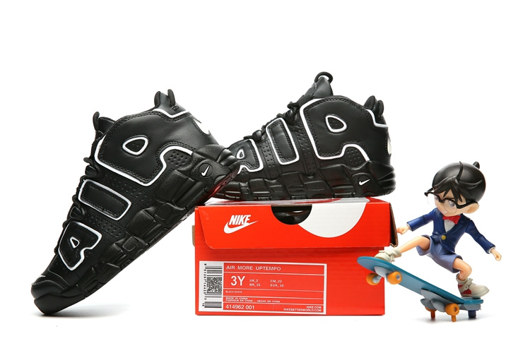 Kids Nike Air More Uptempo Black White Shoes