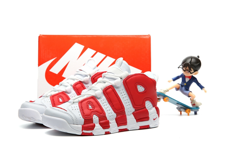 Kids Nike Air More Uptempo Red White Shoes