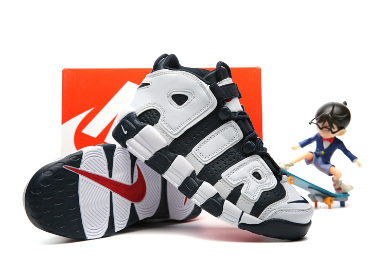 Kids Nike Air More Uptempo White Deep Blue Shoes