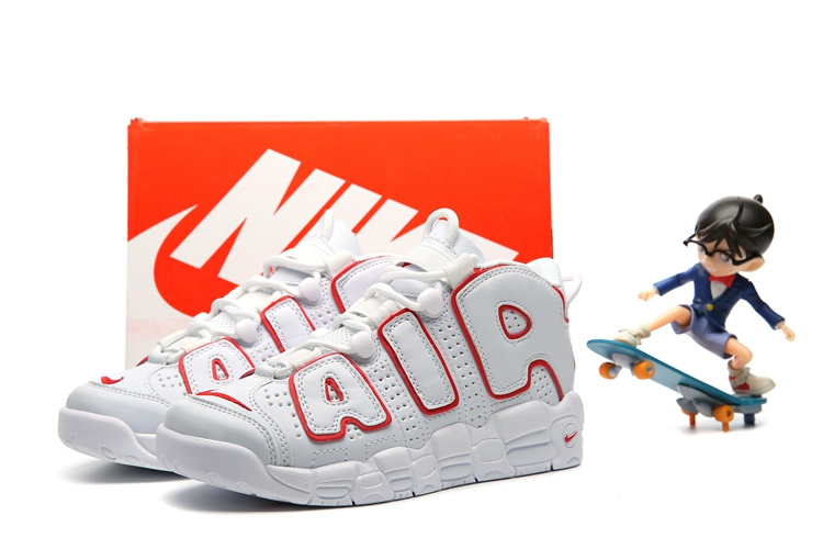 Kids Nike Air More Uptempo White Red Shoes