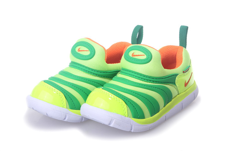 Nike Dynamo Free Fluorscent Green Orange White Shoes For Kids