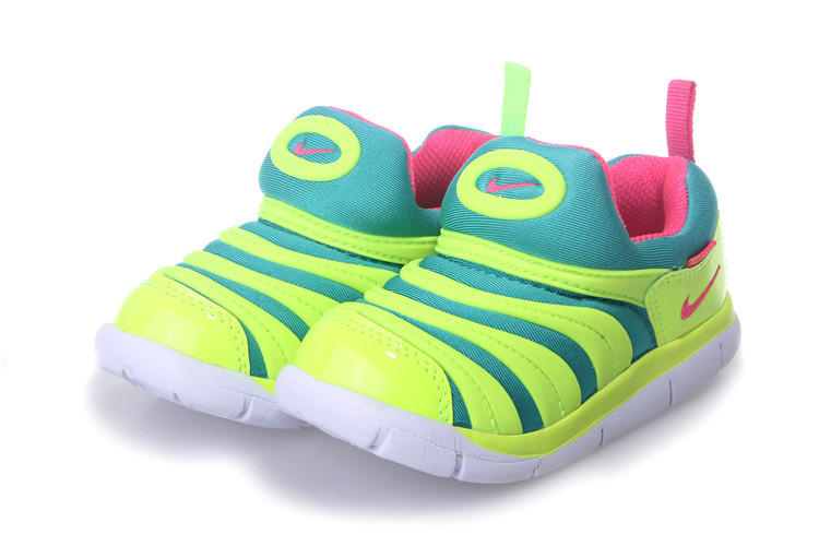 Nike Dynamo Free Fluorscent Green Red White Shoes For Kids