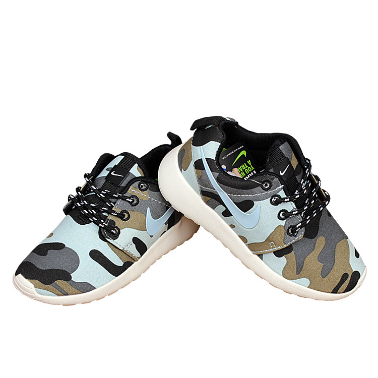 Kids Nike Roshe Run Camo Green Shoes - Click Image to Close