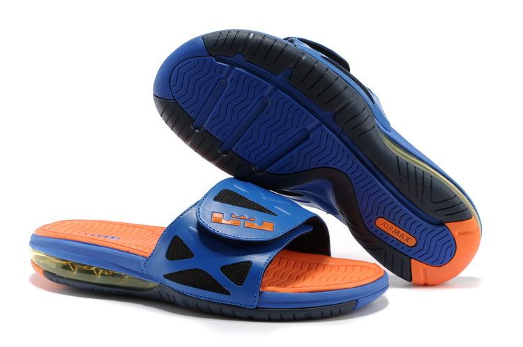 Nike Lebron James Hydro 10 Air Cushion Blue Orange Sandal - Click Image to Close