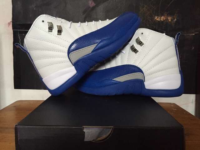 2015 Nike Air Jordan 12 Retro White Frech Blue Shoes