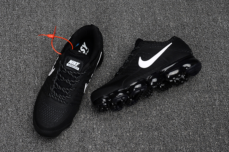 2017 Nike Air Vapormax Flyknit All Black White Logo