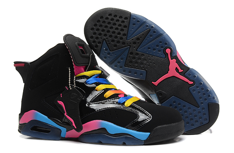 Women Jordan 6 Basketball Shoes Black Colorful - Click Image to Close