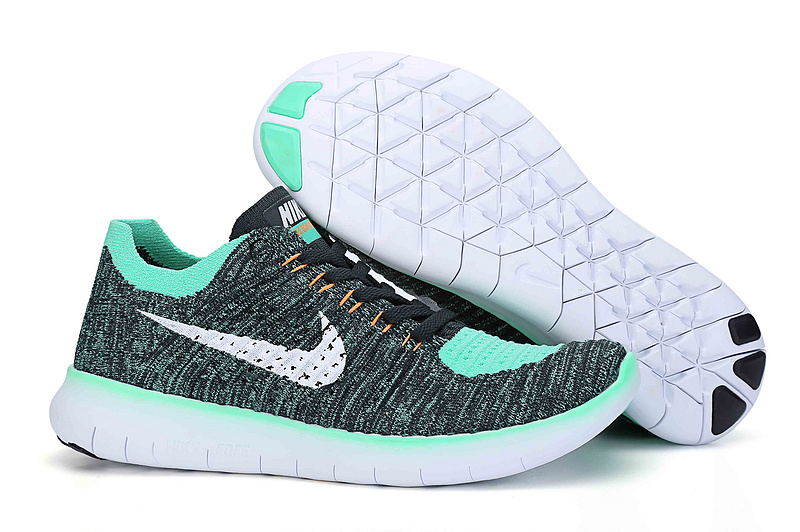 Men Nike Free 5.0 Flyknit Black Jade Blue White Running Shoes